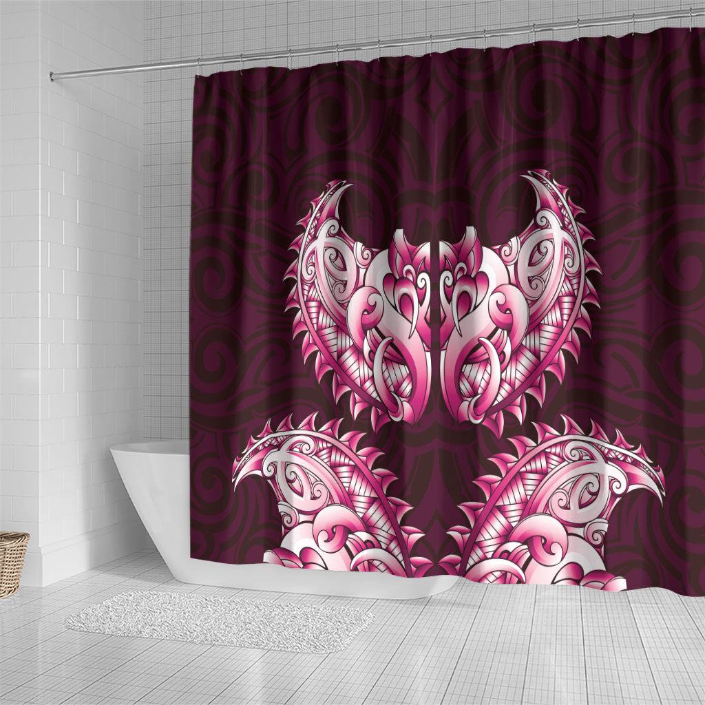 New Zealand Ta Moko Shower Curtain Aotearoa Maori Chest Tattoo Pink LT14 - Polynesian Pride