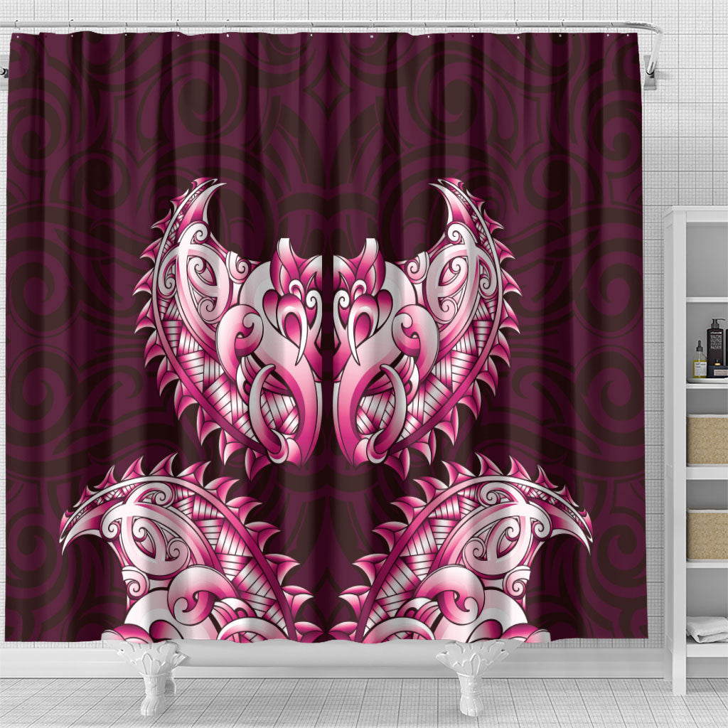 New Zealand Ta Moko Shower Curtain Aotearoa Maori Chest Tattoo Pink LT14 - Polynesian Pride