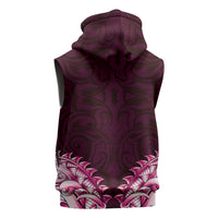 New Zealand Ta Moko Sleeveless Hoodie Aotearoa Maori Chest Tattoo Pink LT14 - Polynesian Pride