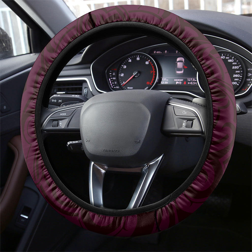 New Zealand Ta Moko Steering Wheel Cover Aotearoa Maori Chest Tattoo Pink LT14 - Polynesian Pride