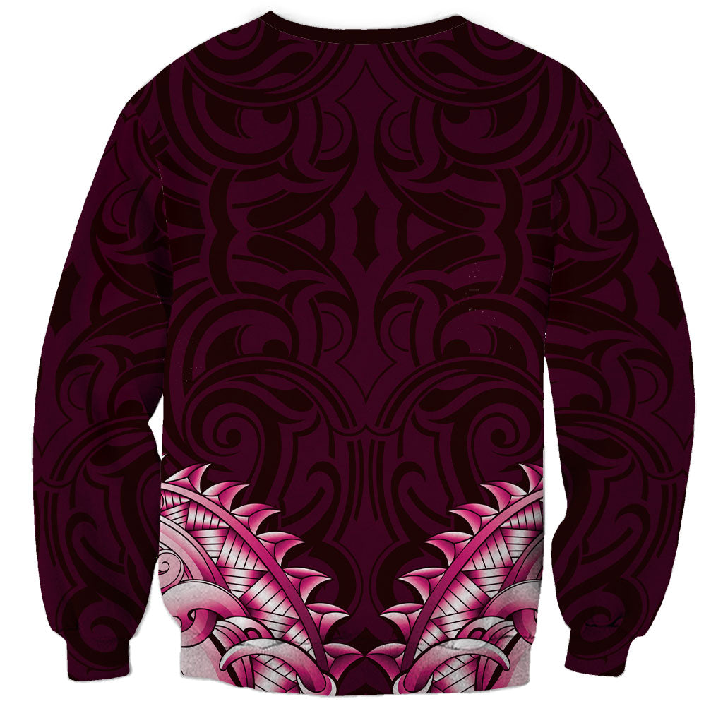 New Zealand Ta Moko Sweatshirt Aotearoa Maori Chest Tattoo Pink LT14 - Polynesian Pride