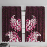 New Zealand Ta Moko Window Curtain Aotearoa Maori Chest Tattoo Pink LT14 With Hooks Pink - Polynesian Pride