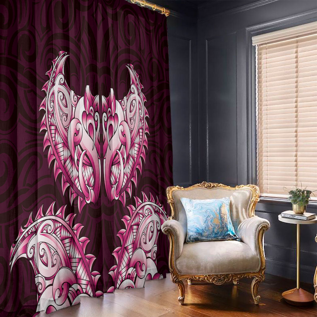 New Zealand Ta Moko Window Curtain Aotearoa Maori Chest Tattoo Pink LT14 - Polynesian Pride
