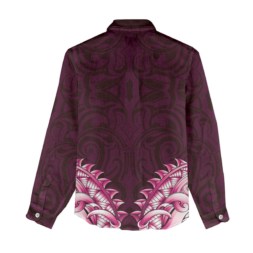 New Zealand Ta Moko Women Casual Shirt Aotearoa Maori Chest Tattoo Pink LT14 - Polynesian Pride