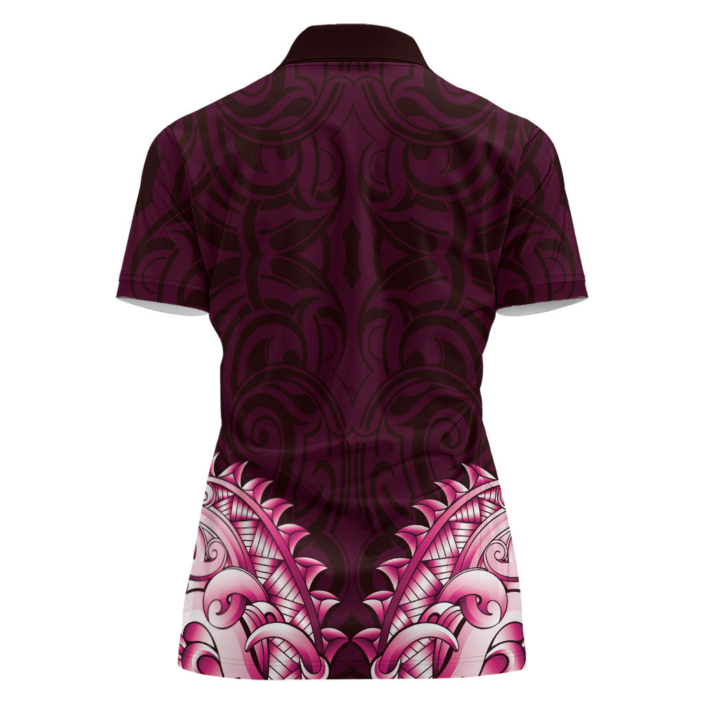 New Zealand Ta Moko Women Polo Shirt Aotearoa Maori Chest Tattoo Pink LT14 - Polynesian Pride