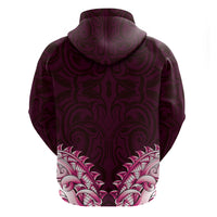 New Zealand Ta Moko Zip Hoodie Aotearoa Maori Chest Tattoo Pink LT14 - Polynesian Pride