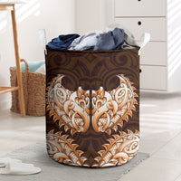 New Zealand Ta Moko Laundry Basket Aotearoa Maori Chest Tattoo Orange LT14 Orange - Polynesian Pride