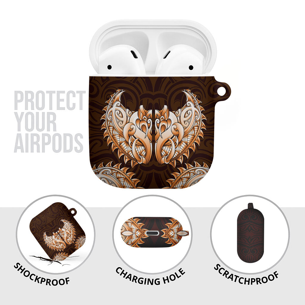 New Zealand Ta Moko AirPods Case Aotearoa Maori Chest Tattoo Orange LT14 - Polynesian Pride