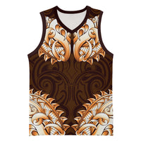 New Zealand Ta Moko Basketball Jersey Aotearoa Maori Chest Tattoo Orange LT14 Unisex Orange - Polynesian Pride