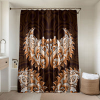 New Zealand Ta Moko Bathroom Set Aotearoa Maori Chest Tattoo Orange LT14 Shower Curtain Only Orange - Polynesian Pride