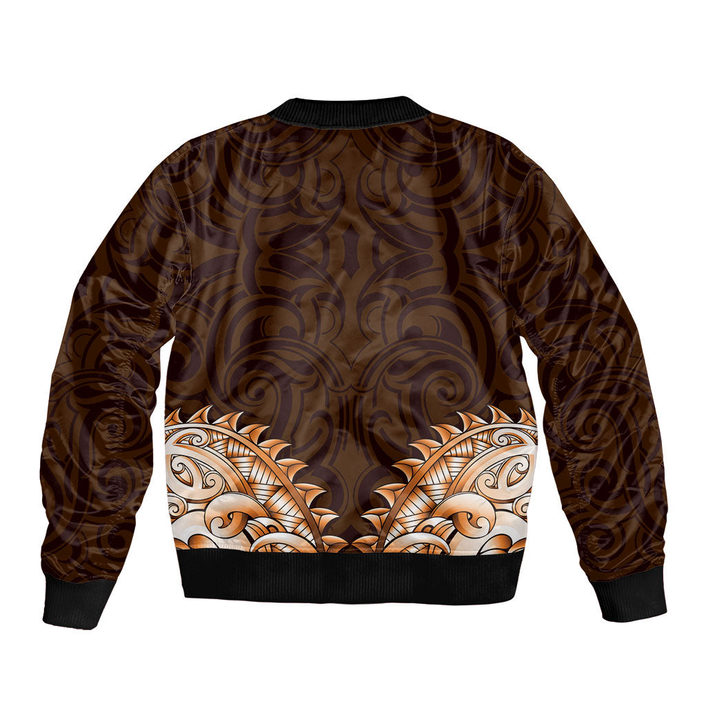 New Zealand Ta Moko Bomber Jacket Aotearoa Maori Chest Tattoo Orange LT14 - Polynesian Pride