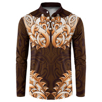 New Zealand Ta Moko Button Sweatshirt Aotearoa Maori Chest Tattoo Orange LT14 Orange - Polynesian Pride