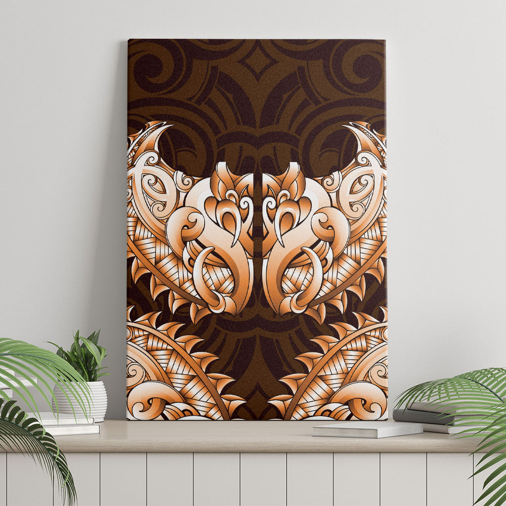 New Zealand Ta Moko Canvas Wall Art Aotearoa Maori Chest Tattoo Orange LT14 - Polynesian Pride