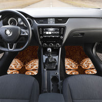 New Zealand Ta Moko Car Mats Aotearoa Maori Chest Tattoo Orange LT14 Set 2pcs - Front Orange - Polynesian Pride