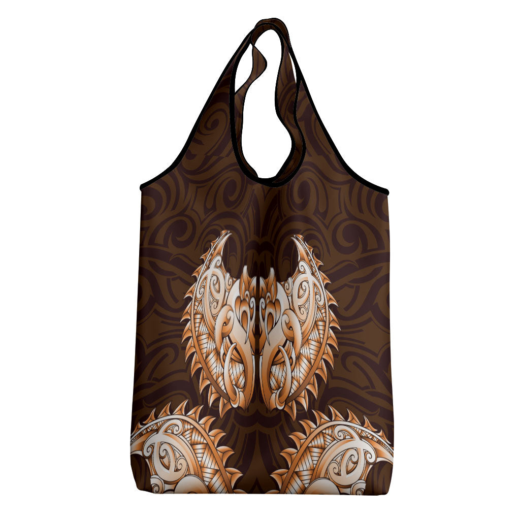 New Zealand Ta Moko Grocery Bag Aotearoa Maori Chest Tattoo Orange LT14 - Polynesian Pride