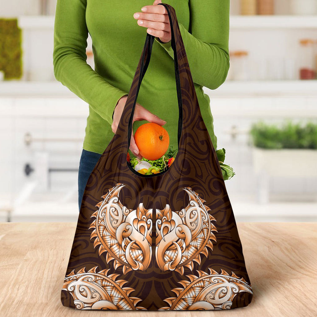 New Zealand Ta Moko Grocery Bag Aotearoa Maori Chest Tattoo Orange LT14 - Polynesian Pride