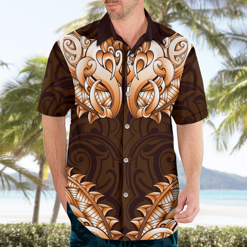 New Zealand Ta Moko Hawaiian Shirt Aotearoa Maori Chest Tattoo Orange LT14 - Polynesian Pride