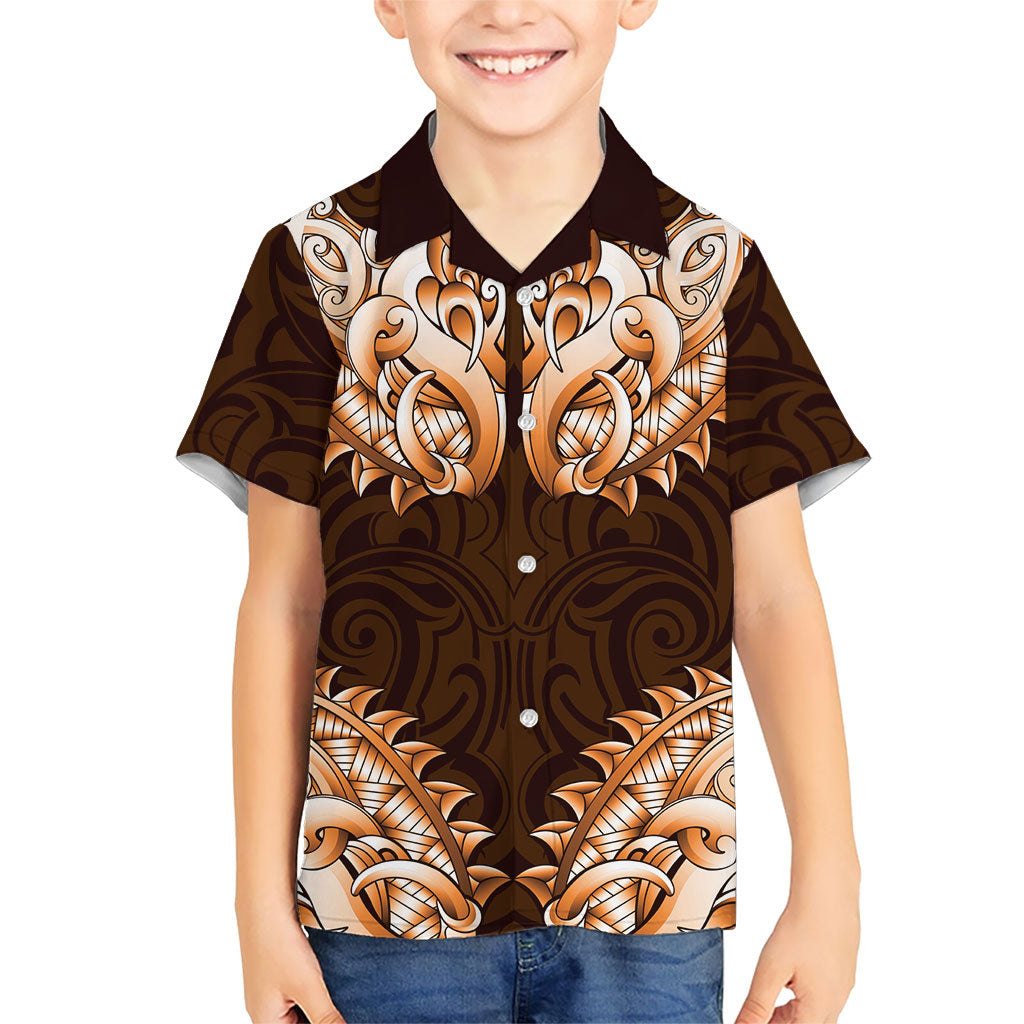 New Zealand Ta Moko Hawaiian Shirt Aotearoa Maori Chest Tattoo Orange LT14 - Polynesian Pride