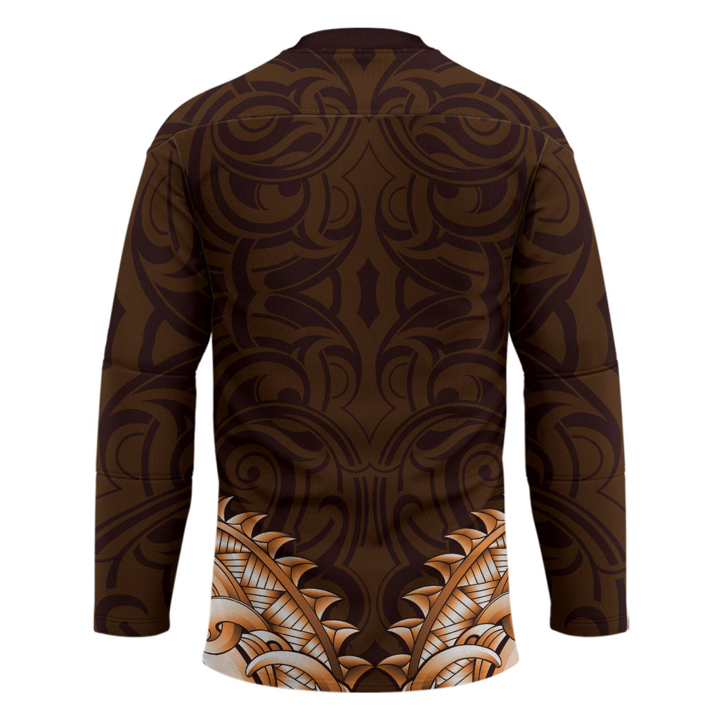 New Zealand Ta Moko Hockey Jersey Aotearoa Maori Chest Tattoo Orange LT14 - Polynesian Pride