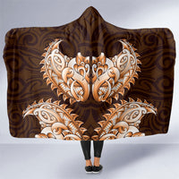 New Zealand Ta Moko Hooded Blanket Aotearoa Maori Chest Tattoo Orange LT14 One Size Orange - Polynesian Pride