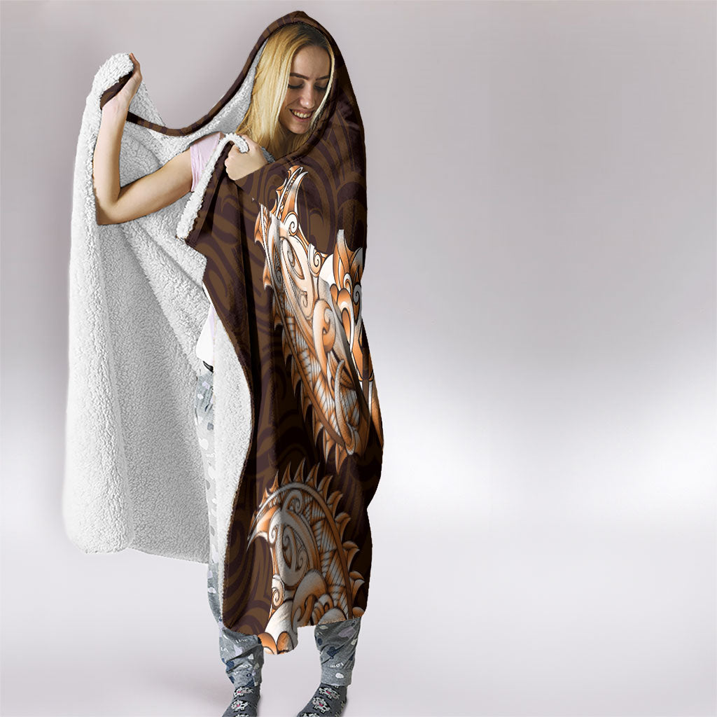 New Zealand Ta Moko Hooded Blanket Aotearoa Maori Chest Tattoo Orange LT14 - Polynesian Pride