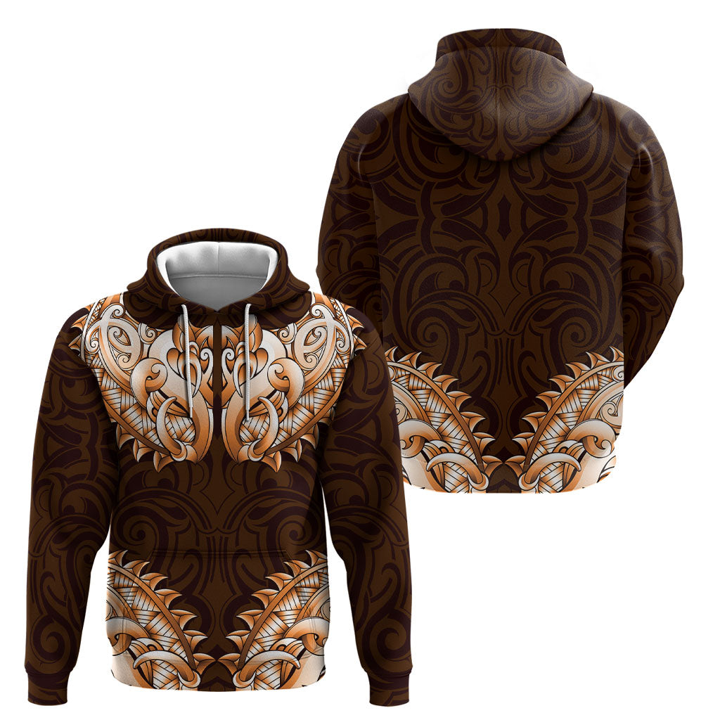 New Zealand Ta Moko Hoodie Aotearoa Maori Chest Tattoo Orange LT14 - Polynesian Pride