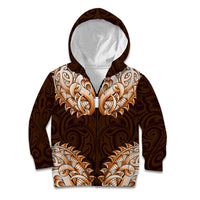 New Zealand Ta Moko Kid Hoodie Aotearoa Maori Chest Tattoo Orange LT14 Zip Hoodie Orange - Polynesian Pride