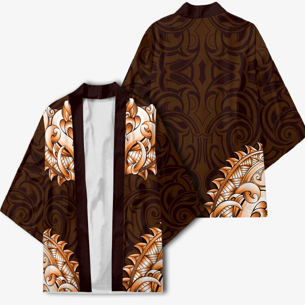 New Zealand Ta Moko Kimono Aotearoa Maori Chest Tattoo Orange LT14 - Polynesian Pride