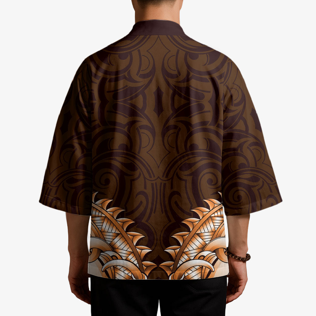 New Zealand Ta Moko Kimono Aotearoa Maori Chest Tattoo Orange LT14 - Polynesian Pride