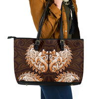 New Zealand Ta Moko Leather Tote Bag Aotearoa Maori Chest Tattoo Orange LT14 - Polynesian Pride