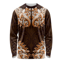 New Zealand Ta Moko Long Sleeve Shirt Aotearoa Maori Chest Tattoo Orange LT14 Unisex Orange - Polynesian Pride