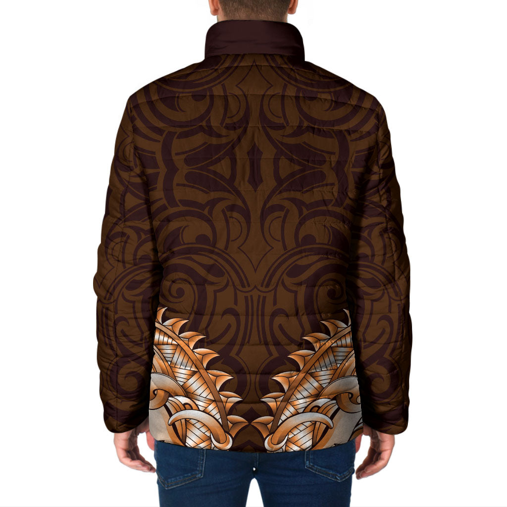 New Zealand Ta Moko Padded Jacket Aotearoa Maori Chest Tattoo Orange LT14 - Polynesian Pride