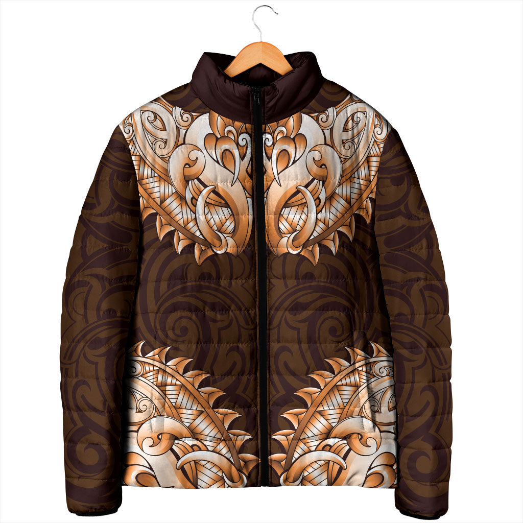 New Zealand Ta Moko Padded Jacket Aotearoa Maori Chest Tattoo Orange LT14 - Polynesian Pride