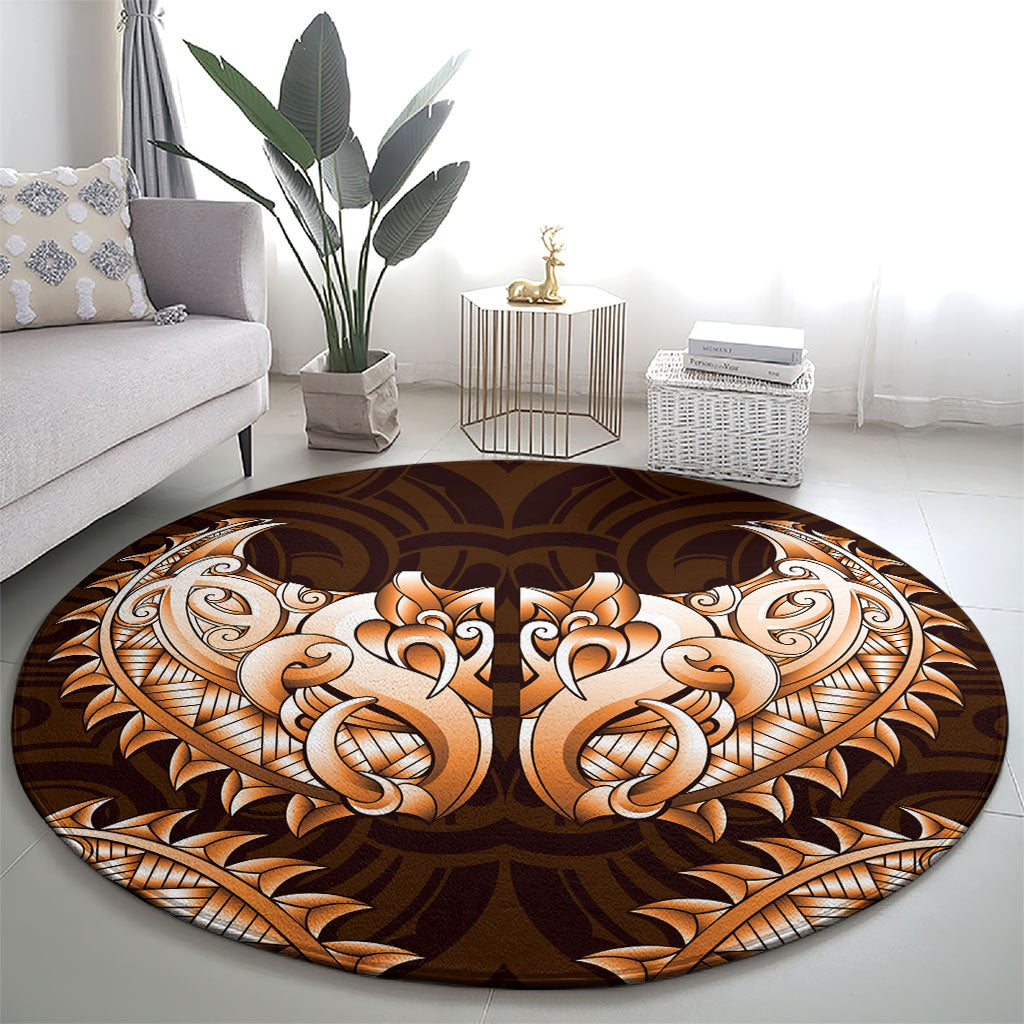 New Zealand Ta Moko Round Carpet Aotearoa Maori Chest Tattoo Orange LT14 - Polynesian Pride