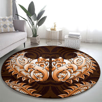 New Zealand Ta Moko Round Carpet Aotearoa Maori Chest Tattoo Orange LT14 - Polynesian Pride