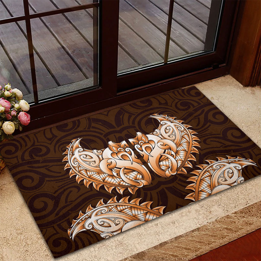 New Zealand Ta Moko Rubber Doormat Aotearoa Maori Chest Tattoo Orange LT14 - Polynesian Pride