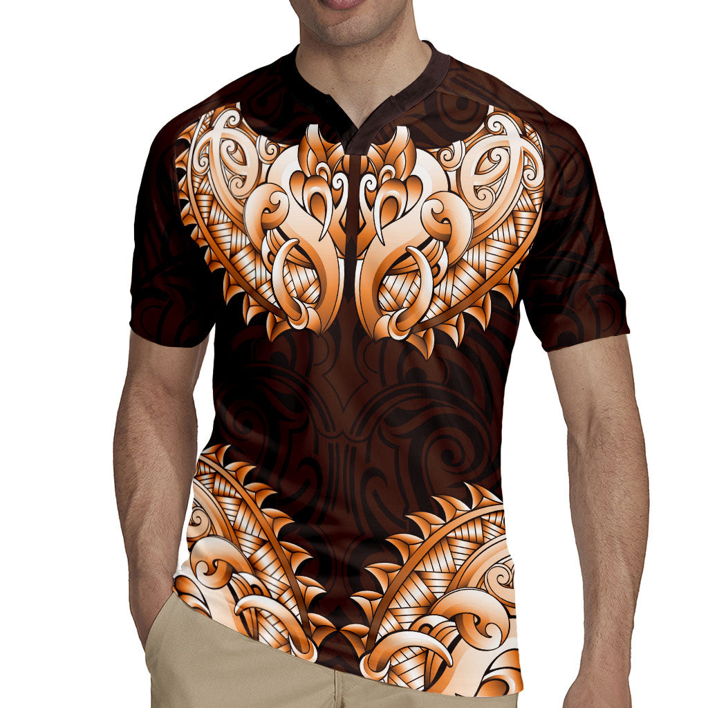 New Zealand Ta Moko Rugby Jersey Aotearoa Maori Chest Tattoo Orange LT14 - Polynesian Pride