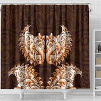 New Zealand Ta Moko Shower Curtain Aotearoa Maori Chest Tattoo Orange LT14 - Polynesian Pride