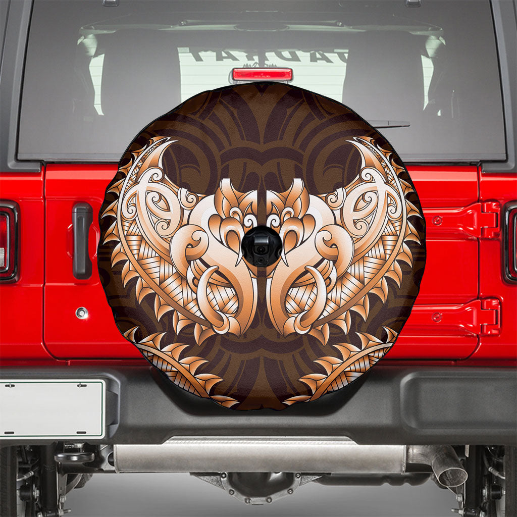 New Zealand Ta Moko Spare Tire Cover Aotearoa Maori Chest Tattoo Orange LT14 - Polynesian Pride