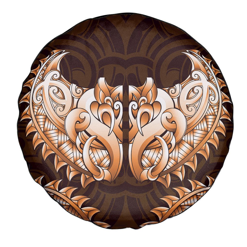 New Zealand Ta Moko Spare Tire Cover Aotearoa Maori Chest Tattoo Orange LT14 - Polynesian Pride