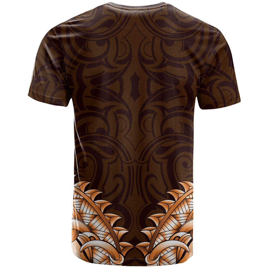 New Zealand Ta Moko T Shirt Aotearoa Maori Chest Tattoo Orange LT14 - Polynesian Pride