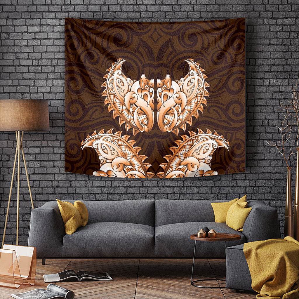 New Zealand Ta Moko Tapestry Aotearoa Maori Chest Tattoo Orange LT14 Orange - Polynesian Pride