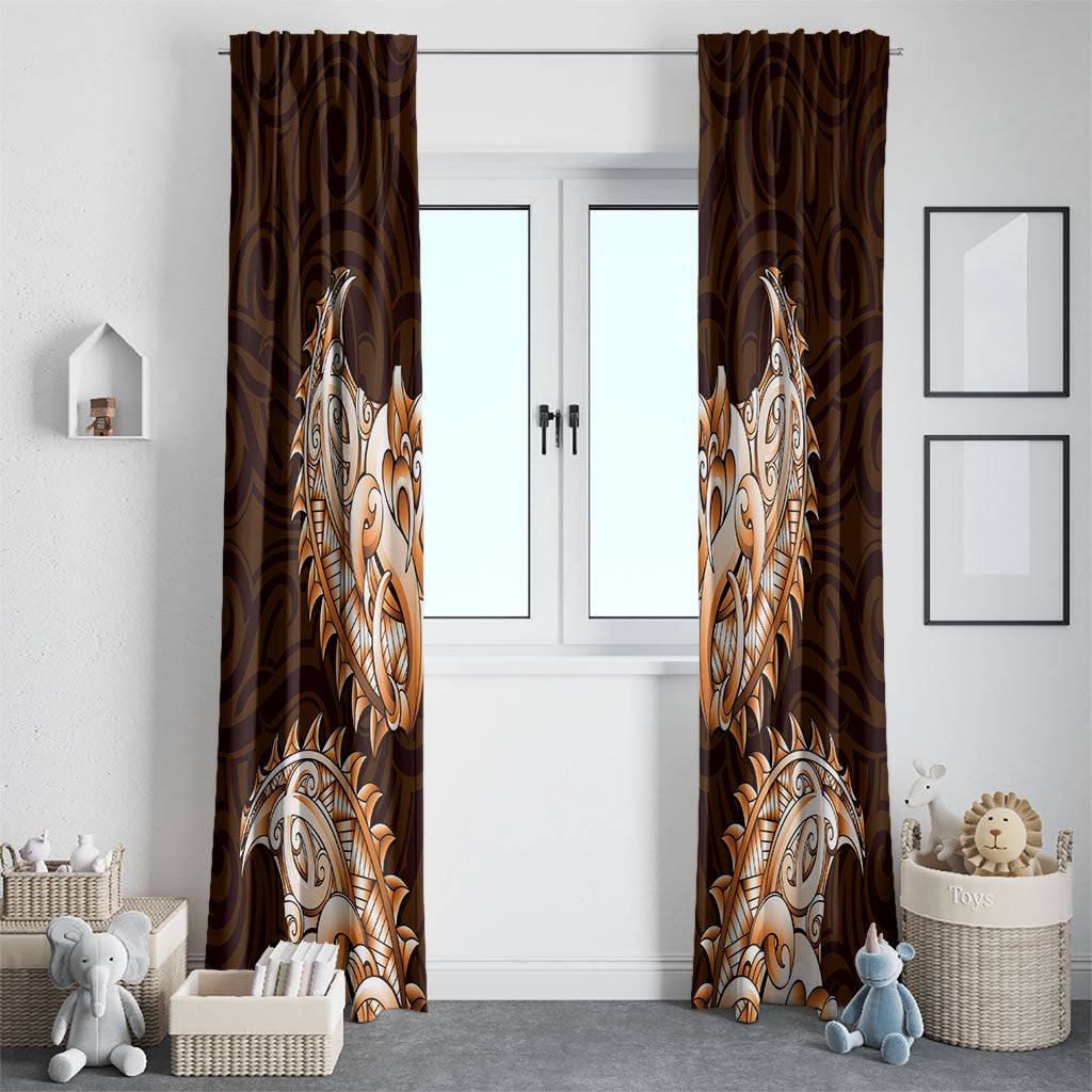 New Zealand Ta Moko Window Curtain Aotearoa Maori Chest Tattoo Orange LT14 - Polynesian Pride