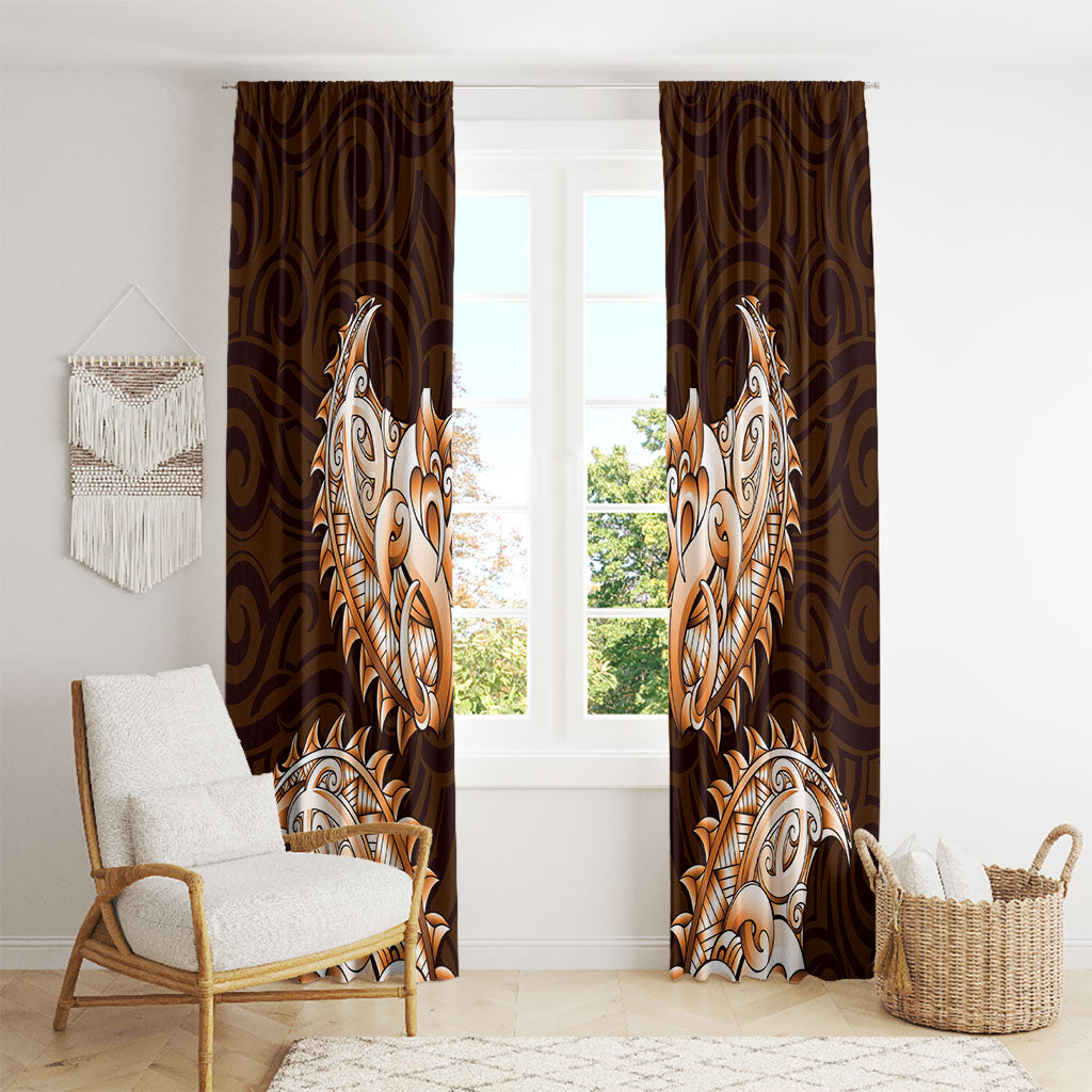 New Zealand Ta Moko Window Curtain Aotearoa Maori Chest Tattoo Orange LT14 - Polynesian Pride
