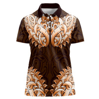 New Zealand Ta Moko Women Polo Shirt Aotearoa Maori Chest Tattoo Orange LT14 Female Orange - Polynesian Pride