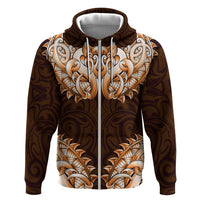 New Zealand Ta Moko Zip Hoodie Aotearoa Maori Chest Tattoo Orange LT14 Zip Hoodie Orange - Polynesian Pride