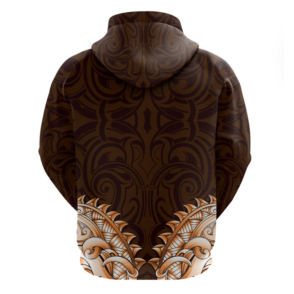 New Zealand Ta Moko Zip Hoodie Aotearoa Maori Chest Tattoo Orange LT14 - Polynesian Pride