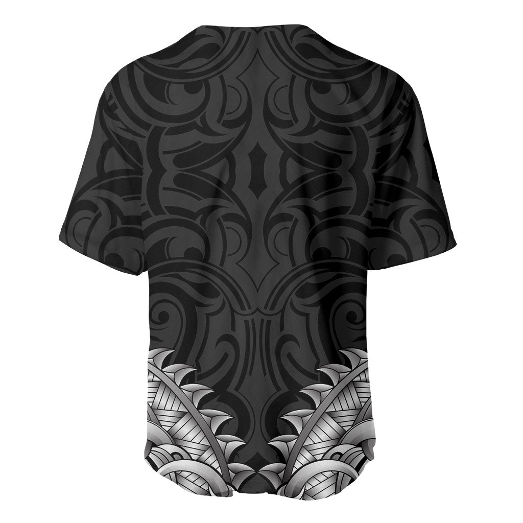New Zealand Ta Moko Baseball Jersey Aotearoa Maori Chest Tattoo Black LT14 - Polynesian Pride