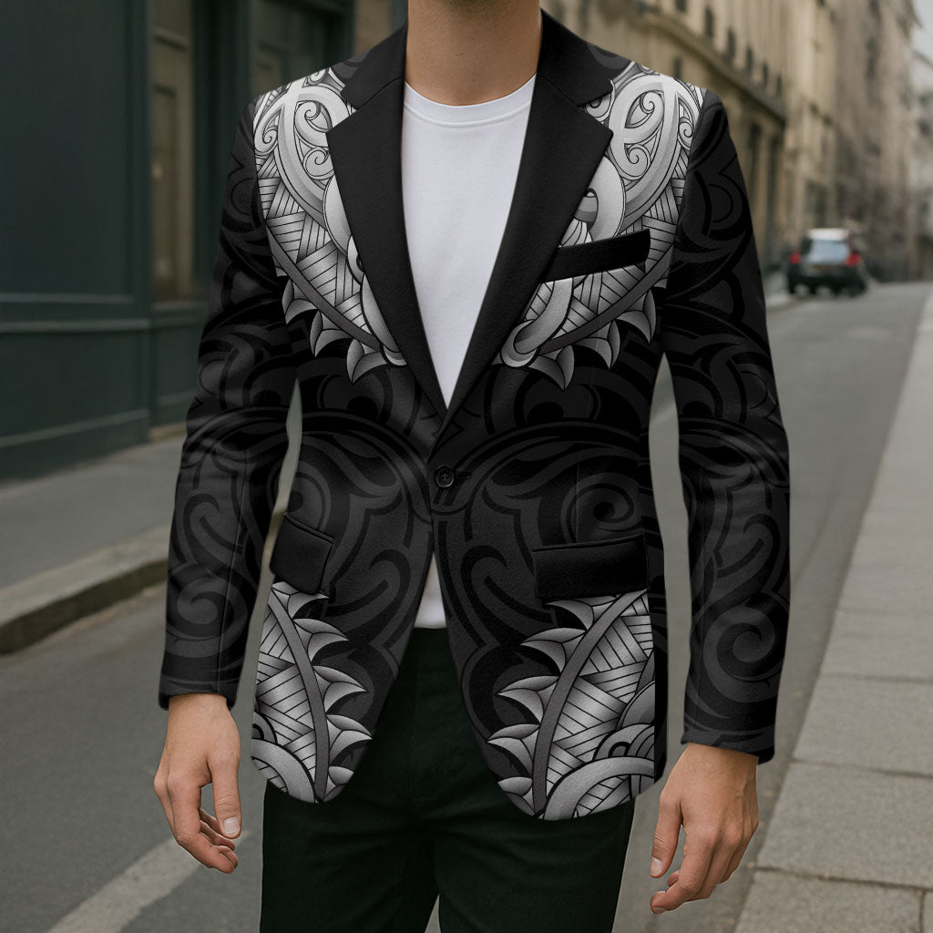 New Zealand Ta Moko Blazer Aotearoa Maori Chest Tattoo Black LT14 - Polynesian Pride