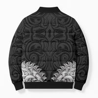 New Zealand Ta Moko Bomber Puffer Jacket Aotearoa Maori Chest Tattoo Black LT14 - Polynesian Pride
